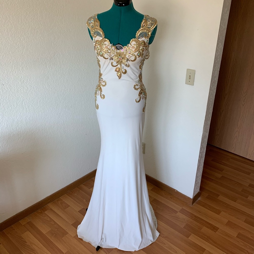 Wink White and Gold Gown
